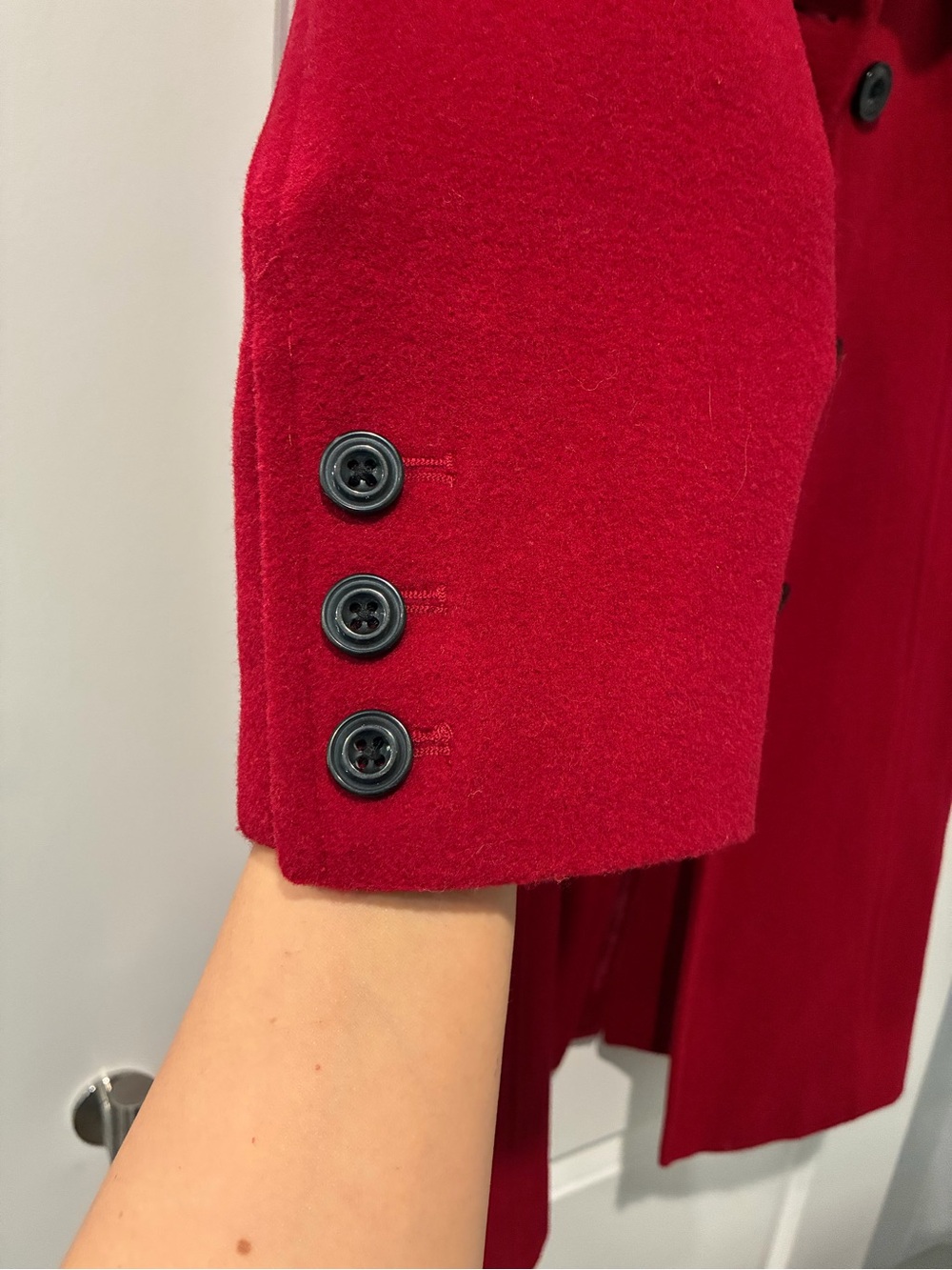 Anne Klein Vibrant Red Wool Pea Coat - Picture 4 of 9